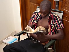 Amateur African solo twink jerking off cock, 4 cum at home