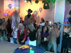 Blondine, Cfnm, Bekleidet, Hundestellung, Handjob, Orgie, Strümpfe, Ablutschen