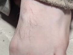 아마추어, 약간 뚱뚱한, 발, 머리카락이 많은, 혼자