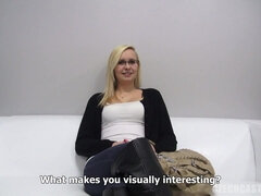 Blond Girl With Glasses Shows Body At The Casting