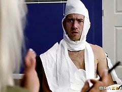 Rachel Roxxx has fun at the office costume party