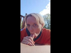 Hockey Stepmom Gives Outdoor Blowjob!