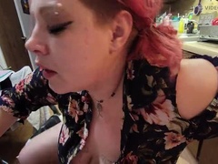 Kitchen Slut Wife Fucked Hard - Big Natural Tits & Deep Throat