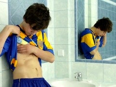 Badkamer, Universiteit, Sperma shot, Homo, Masturbatie, Alleen