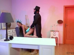 Blasen, Hundestellung, Lecken, Büro, Muschi