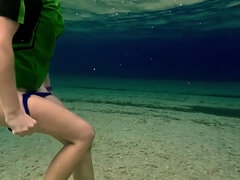 Strand, Hunn, Nudist, Truser, Offentlig, Fitte, Alene, Undervann