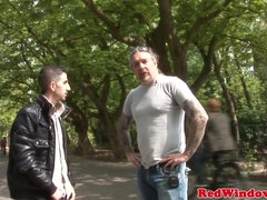 Analplayed mature prostitute receives jizz shot