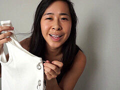 Naked clothing try-on haul with a petite bombshell unwrapping in multiple languages!