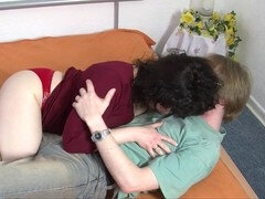 Hot milf with big boobs enjoys lollipop while getting plowed