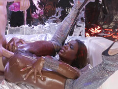 Rough ass fucking for ebony Ana Foxxx in oil