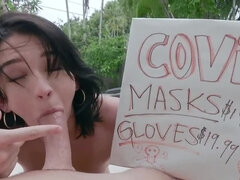 Teen masks seller loves being fucked from behind and in mouth