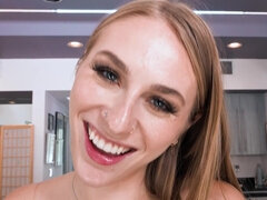 Long-haired nymph with big naturals sucks big cock and licks balls before fucking