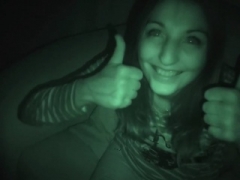 Spanish teenage Jimena Lago sucks & fucks in night vision