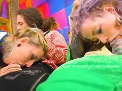 Wild tattooed females double anal – 2 schlongs vs 2 fuck-holes facial cumshot complete