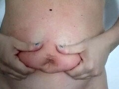 Punishing my thick, round belly with some intense fun