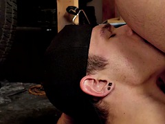 Tattooed jock gets cum in mouth after bareback anal with her boyfriend