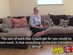 Fakeagentuk deep throating and ass-fuck from seemingly shy amateur