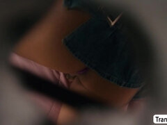 Busty Tgirl suck and ride shemale roommates shemeat