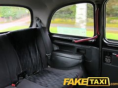 Chantelle Fox's huge fake tits bounce as she takes a hard anal creampie in a fake taxi ride
