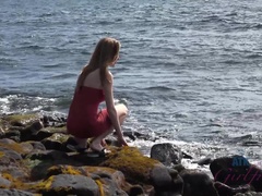 Amaterji, Plaža, Blondinka, Dress, Girlfriend, Zunaj, Prvoosebno snemanje seksa, V javnosti