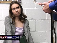 Shy teen caught shoplifting and dominated for a hardcore fuck to avoid jail time