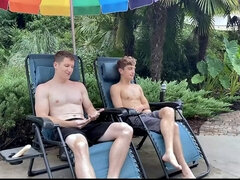 Homosexuell, Utomhus, Pool, Trekant