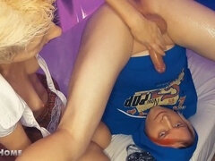 Self-cum-swallow, jizz flow, makes-his-cum