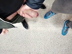 2 Serbian friends jerk off next to sink in public toilet