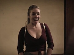 아메리카인, 항문, 엉덩이, 큰 음경, 큰 가슴, 머리카락이 많은, 남편, 쓰리섬