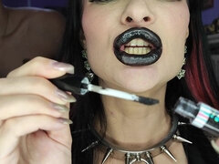 Black Lipstick Body Kissing From Goth Girl