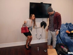 Amerikanisch, In den arsch, Fingern, Würgen, Brille, Küche, Muschi, Rock