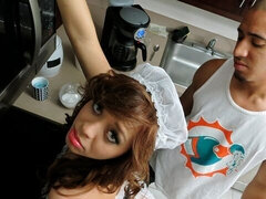 18, デカ尻, デカチン, フェラチオ, 自然山雀, 赤毛, ショートヘア, オッパイの