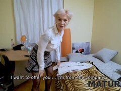 Mature Blonde Granny Sucks Cock and Fucks Hard in Stockings - 4K Porn