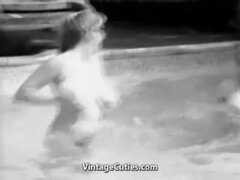 Two Busty Girls Shaking Boobs in Pool (1960s Vintage)