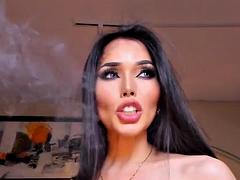 아시안, 큰 음경, 수음, 성전환자, 혼자, 웹캠