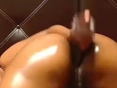 Africain, Gros cul, Noire, Gode, Femelle, Lingerie, Masturbation, Solo