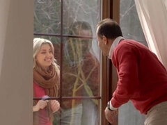 Elderly man invites neighbor girl to his place to fuck