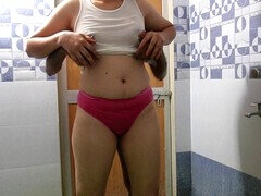 Creampie pussy, in bathroom, newly married wife