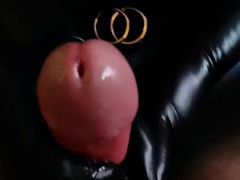 Pov point of view pvc gloves handjob cumshot