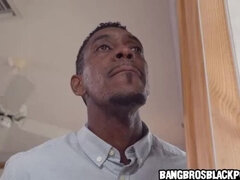 Ebony stepdaughter walks in on stepdad jerking his big black cock to her - amateur black porn