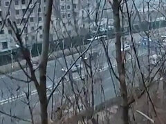 아시안, 야외의, 공개적인, 혼자