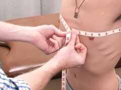 Twink patient gets measured and fucked by the doctor