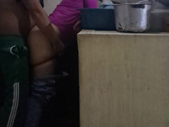 Maid Fucked When Washing the Dishes, We Almost Got Caught by My Wife