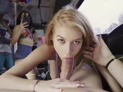 ブロンド, バス, 車, アウトドア, パーティ, ハメ撮り, 公共, ストリップ