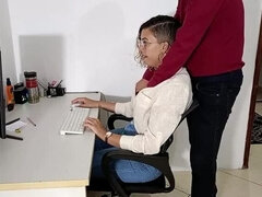 First Day at Work: Secretary Gabi Sweet Surprises Boss with Blowjob & Facial