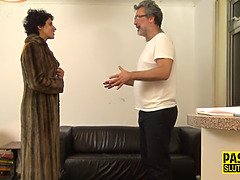 Tied up blindfolded busty milf submissive