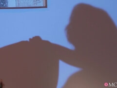 A MILF with red lips sucks and fucks a big fat cock until jizzing.