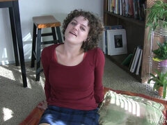 Hairy big ass mom with hairy legs Meg masturbating on the rug solo