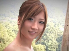 Comely hirsute Japanese girl in the open