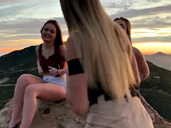 ExCoGi - Three Sexy Babes Get Lectured On Sucking Cock In The Mountains